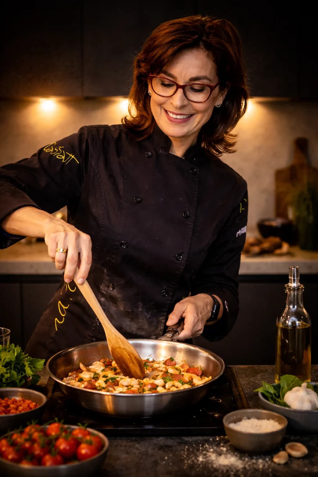Chef Emma Pinto cocinando